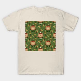 Teddy Bear Wreath Christmas Pattern T-Shirt